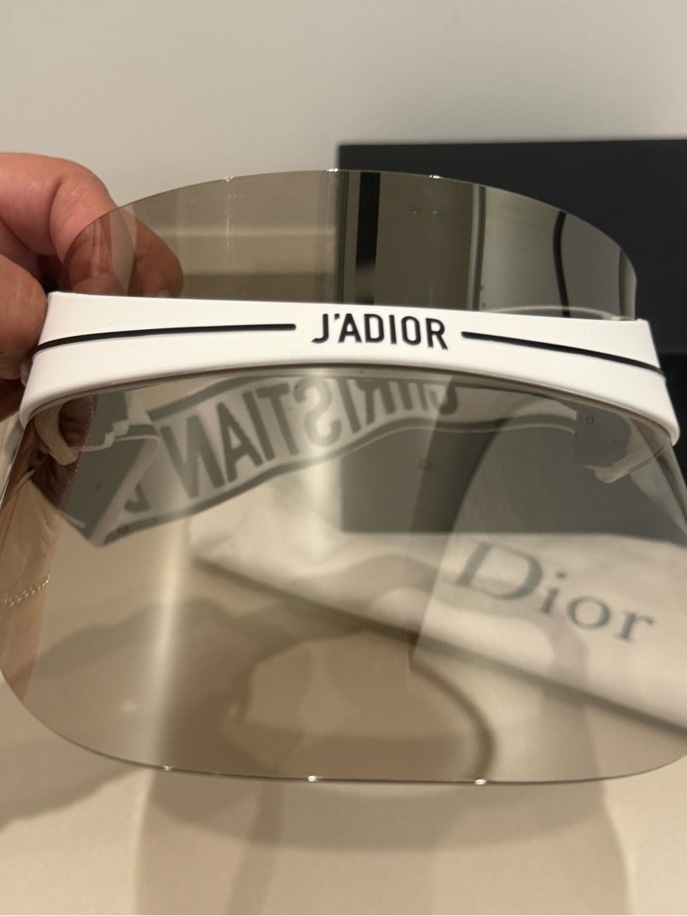 Dior White Visor Sunglasses with Smoke Shield Lens - Picture 5 of 6